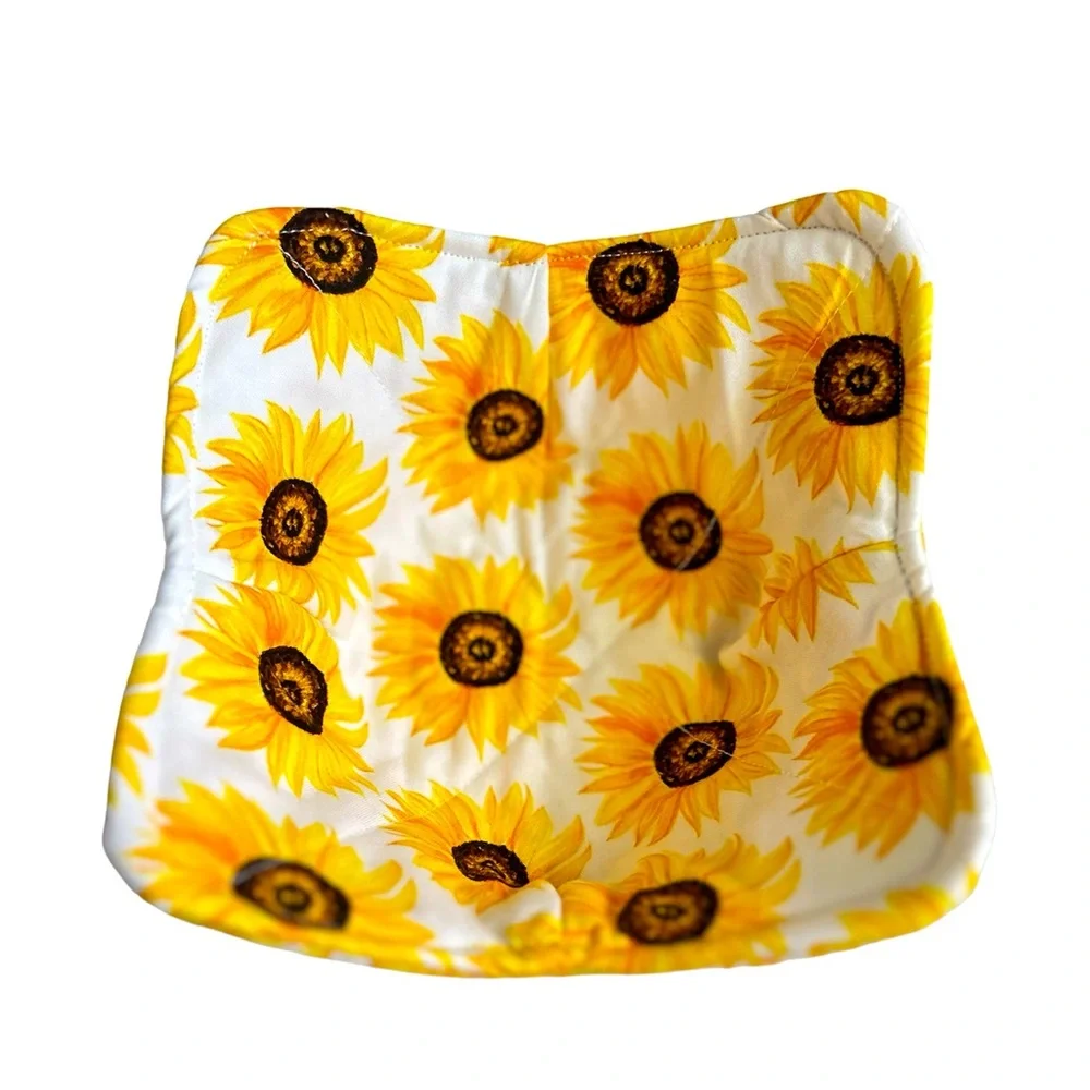 Hand Crafted Colorful Floral Sunflowers Trinket Bowl Basket Bin Colorful Fabric